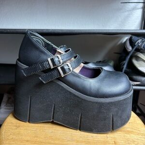 Demonia kera Black Platform Mary Jane Shoes